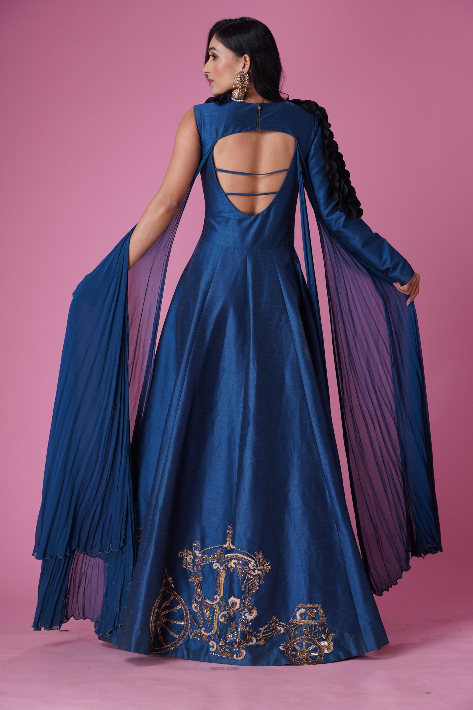 Spaghetti Strap Prom Dress Peacock Blue Long Evening Dress
